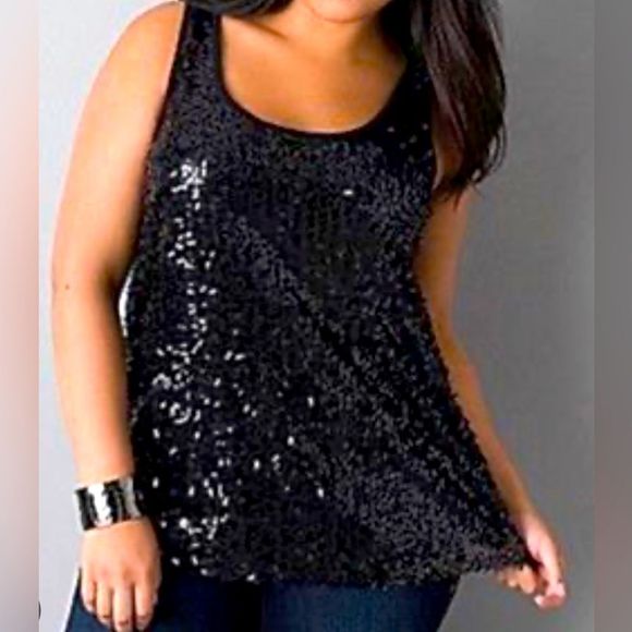 Lane Bryant Tops - LANE BYANT BLACK SEQUINS TANK SIZE 14/16